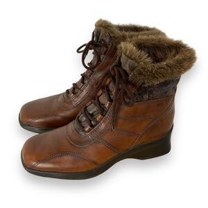 Naturalizer‎ Boots Womens Leather Brown Ankle Booties Glace Flats Winter Size 7